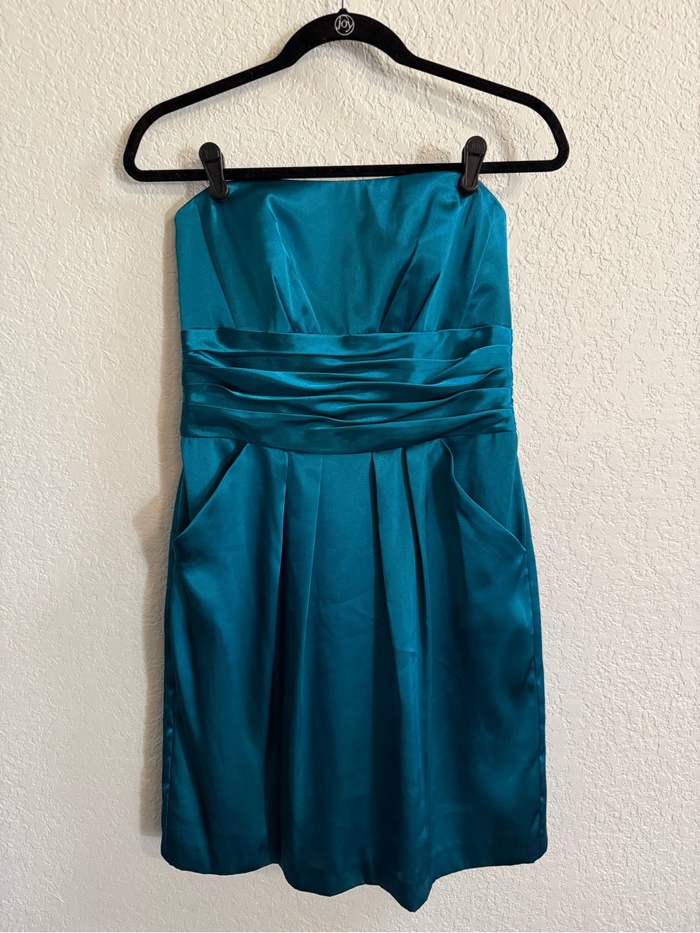 David's Bridal Teal Strapless Satin Dress for Homecoming/Bridesmaid/Party